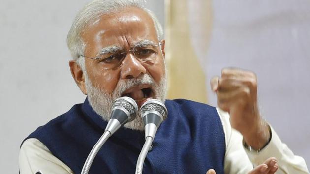 Prime Minister Narendra Modi addresses a felicitation function before the party's parliamentary board meeting in New Delhi on Monday, after the party's win in Gujarat and Himachal Pradesh assembly elections. (PTI Photo) Prime Minister Narendra Modi addresses a felicitation function before the party's parliamentary board meeting in New Delhi on Monday, after the party's win in Gujarat and Himachal Pradesh assembly elections. (PTI Photo)