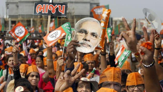 BJP supporters at a rally in Gandhinagar. (PTI file)