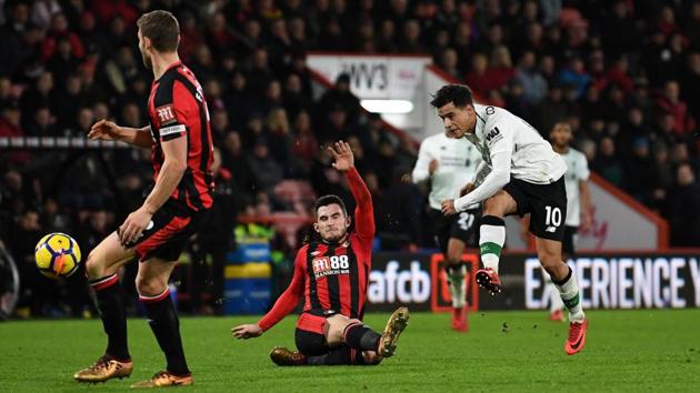 Liverpool defeated Bournemouth 4-0 at the Vitality Stadium in Bournemouth as Philippe Coutinho reached double figures for goals for the third straight Premier League season. (REUTERS) Liverpool defeated Bournemouth 4-0 at the Vitality Stadium in Bournemouth as Philippe Coutinho reached double figures for goals for the third straight Premier League season. (REUTERS)