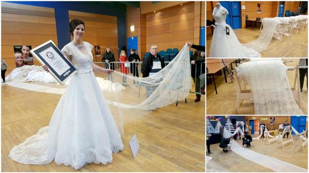 This 8,095.4 metre-long wedding dress train is now regarded as the world’s longest(Guinness Book of World Records)