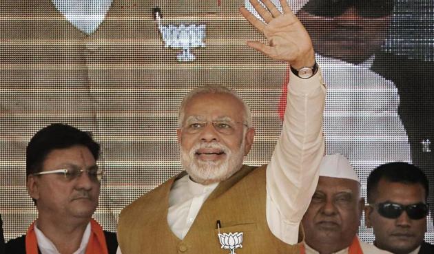 The Sena said no BJP leader, including PM Modi, ever spoke about development during campaigning; instead the BJP fell back on communal polarisation.(HT File Photo)