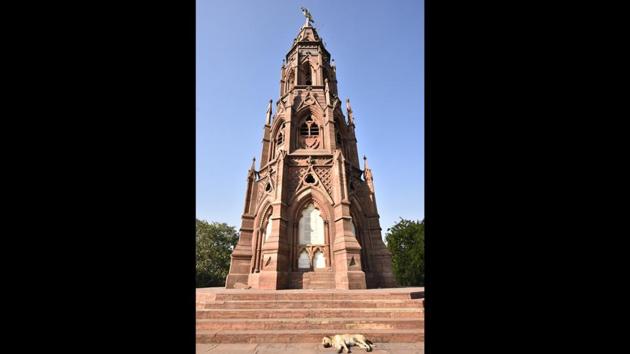 Swapna Liddle also counts monuments such as the Mutiny Memorial, a couple of kilometers from the Khooni Khan Jheel, among places which are yet to be tapped for tourism. This Gothic style sandstone pillar built in 1863 commemorating casualties of the 1857 war of independence was later renamed Ajitgarh in memory of martyrs of Indian freedom listed in the original plaque under ‘enemy’. (Sanchit Khanna / HT Photo) Swapna Liddle also counts monuments such as the Mutiny Memorial, a couple of kilometers from the Khooni Khan Jheel, among places which are yet to be tapped for tourism. This Gothic style sandstone pillar built in 1863 commemorating casualties of the 1857 war of independence was later renamed Ajitgarh in memory of martyrs of Indian freedom listed in the original plaque under ‘enemy’. (Sanchit Khanna / HT Photo)