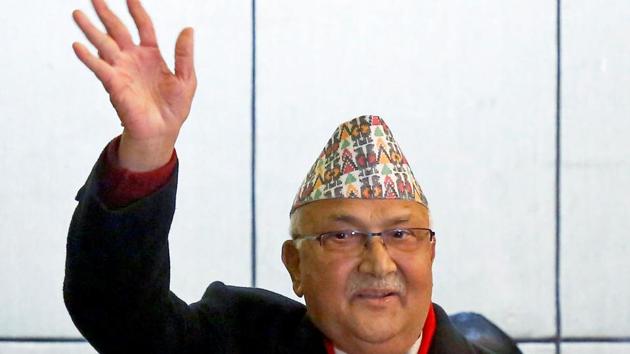 Chairman of CPN-UML KP Sharma Oli visited the China-Nepal border just days after saying Kathmandu will follow a balanced foreign policy when it comes to relations with India and China.(REUTERS) Chairman of CPN-UML KP Sharma Oli visited the China-Nepal border just days after saying Kathmandu will follow a balanced foreign policy when it comes to relations with India and China.(REUTERS)