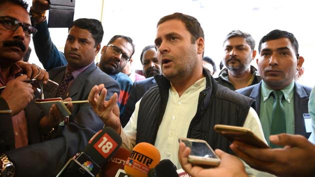 Congress president Rahul Gandhi at Parliament house in New Delhi, on December 19, 2017. (Arvind Yadav/HT Photo) Congress president Rahul Gandhi at Parliament house in New Delhi, on December 19, 2017. (Arvind Yadav/HT Photo)