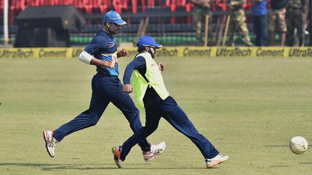 Sri Lanka’s cricketers trained hard as they looked to give India a fight. (PTI) Sri Lanka’s cricketers trained hard as they looked to give India a fight. (PTI)