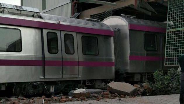 The depot where the accident happened is part of this section and is the first elevated depot on the Delhi network. (HT Photo) The depot where the accident happened is part of this section and is the first elevated depot on the Delhi network. (HT Photo)