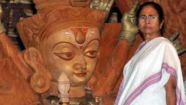 Chief minister Mamata Banerjee has highlighted her association with Durga Puja, Bengal’s most popular festival, to argue that the allegations of her appeasement of the Muslim community is unfounded. (HT Photo) Chief minister Mamata Banerjee has highlighted her association with Durga Puja, Bengal’s most popular festival, to argue that the allegations of her appeasement of the Muslim community is unfounded. (HT Photo)