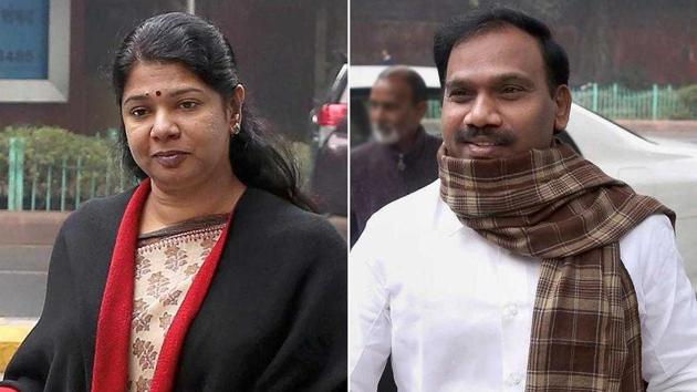 Two of the accused in the 2G spectrum case - DMK leader Kanimozhi and former telecom minister A Raja.(PTI File Photo)