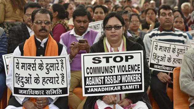 P Praveen, an RSS mandalam karyavah, was attacked by a gang wearing masks when he was returning from work, according to police. (HT FILE PHOTO) P Praveen, an RSS mandalam karyavah, was attacked by a gang wearing masks when he was returning from work, according to police. (HT FILE PHOTO)