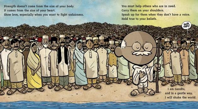 An illustration from Brad Meltzerr’s children’s book I Am Gandhi, which was published in October 2017.