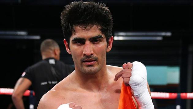 Vijender Singh is aiming for a perfect 10 in his WBO Asia Pacific super middleweight bout against Ernest Amuzu but he faces a potential challenge in Brijesh Kumar Meena.(Getty Images)