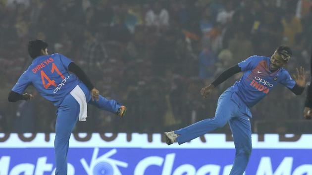 Hardik Pandya finished with three wickets as India bundled out Sri Lanka for 87. This was India’s biggest victory in terms of runs in T20s.  (BCCI ) 