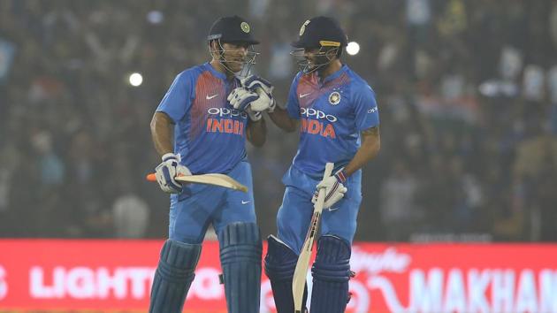 After Rahul’s departure (for 61), MS Dhoni and Manish Pandey put on a quickfire 68-run stand to power the hosts to 180/3.  (BCCI ) 