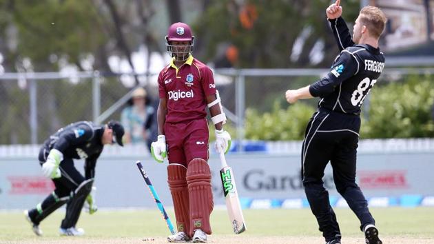 Jason Mohammed of the West Indies is bowled by Lockie Ferguson of New Zealand during the first ODI between New Zealand and the West Indies at Cobham Oval in Whangarei on December 20, 2017. (AFP) Jason Mohammed of the West Indies is bowled by Lockie Ferguson of New Zealand during the first ODI between New Zealand and the West Indies at Cobham Oval in Whangarei on December 20, 2017. (AFP)