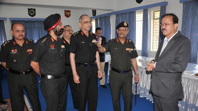 Minister of state for defence Subhash Bhamre (right) during Border Roads Organisation’s annual chief engineers conference 2017 at GREF centre, Dighi, on Tuesday. (HT PHOTO) Minister of state for defence Subhash Bhamre (right) during Border Roads Organisation’s annual chief engineers conference 2017 at GREF centre, Dighi, on Tuesday. (HT PHOTO)