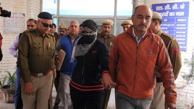 The CBI produces the Class 11 student (face Covered) in the Pradyuman Thakur murder case on Wednesday. The CBI produces the Class 11 student (face Covered) in the Pradyuman Thakur murder case on Wednesday.