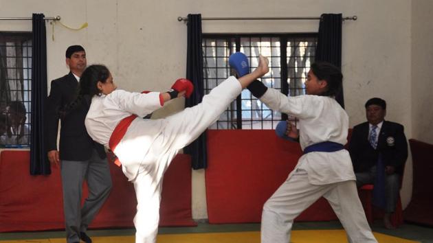 The rural youth participating in the event were selected from the sporting events organised at the Nyay Panchayat, block and district levels. (HT) The rural youth participating in the event were selected from the sporting events organised at the Nyay Panchayat, block and district levels. (HT)