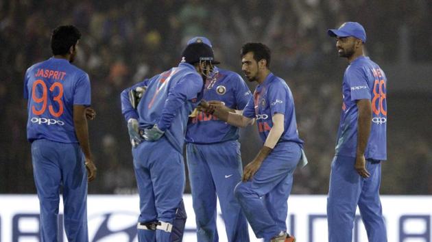 Yuzvendra Chahal’s 4/23 helped India achieve a record 93-run victory against Sri Lanka in Cuttack and go 1-0 up in the three-match series. (AP) Yuzvendra Chahal’s 4/23 helped India achieve a record 93-run victory against Sri Lanka in Cuttack and go 1-0 up in the three-match series. (AP)