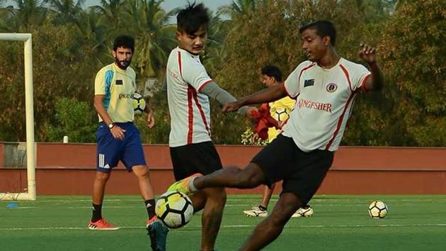 East Bengal F.C. players train at Coimbatore ahead of their I-League encounter with Chennai City FC. (AIFF) East Bengal F.C. players train at Coimbatore ahead of their I-League encounter with Chennai City FC. (AIFF)