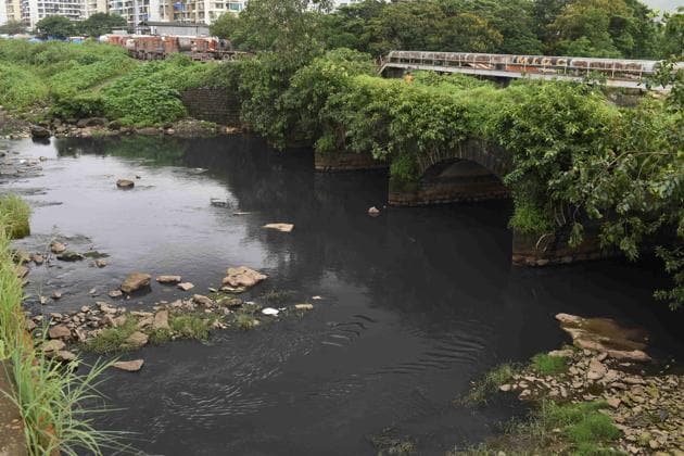 Kasadi river at Taloja industrial area in Navi Mumbai is one of the rivers to rank the lowest in terms of Water Quality Index.(HT file photo)