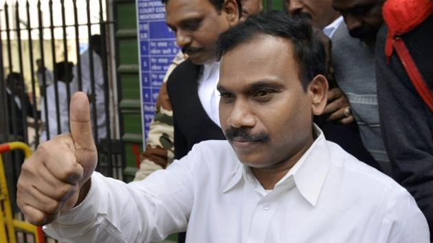 Former telecom minister A Raja at the Patiala House Courts after he was acquitted by a special court in the 2G scam case, New Delhim December 21 (PTI) Former telecom minister A Raja at the Patiala House Courts after he was acquitted by a special court in the 2G scam case, New Delhim December 21 (PTI)