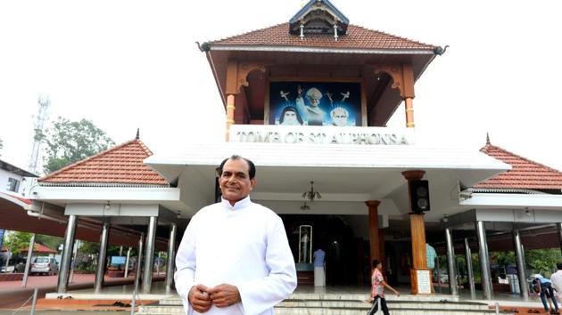 “For the state, it is the fruit of faith and sacrifice. Our saints are symbols of hope and sacrifice. They lead us to light always. In Kerala, Christian values and traditions blended perfectly so it has every right to become the land of saints,” said Syro-Malabar church spokesman Father Mathew Chandrankunnel who also manages the St. Alphonsa shrine in Bharaninganam. (Vivek Nair / HT Photo) 
