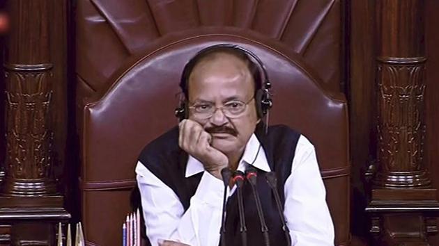 Vice President M Venkaiah Naidu in the Rajya Sabha in New Delhi on Thursday. (PTI) Vice President M Venkaiah Naidu in the Rajya Sabha in New Delhi on Thursday. (PTI)