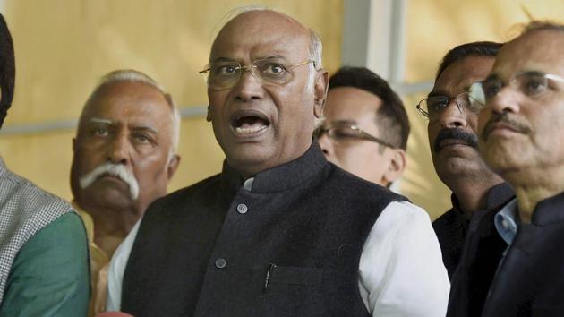 Congress MP Mallikarjun Kharge talks to media during the winter session at Parliament House. (PTI Photo) Congress MP Mallikarjun Kharge talks to media during the winter session at Parliament House. (PTI Photo)