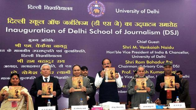 Vice President M. Venkaiah Naidu inaugurates the Delhi School of Journalism in Delhi on Thursday. (PTI) Vice President M. Venkaiah Naidu inaugurates the Delhi School of Journalism in Delhi on Thursday. (PTI)