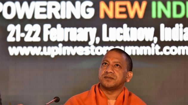 UP CM Yogi Adityanath at UP Investors Summit at a Nariman Point hotel on Friday. (Anshuman Poyrekar/HT) UP CM Yogi Adityanath at UP Investors Summit at a Nariman Point hotel on Friday. (Anshuman Poyrekar/HT)