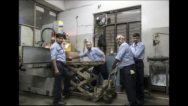 “This project is an outcome of my fascination for bath fitting products that shine like pearls once they are finely finished. The workers and the machinery behind this process became my area of interest,” writes Jain. (Shubham Jain ) “This project is an outcome of my fascination for bath fitting products that shine like pearls once they are finely finished. The workers and the machinery behind this process became my area of interest,” writes Jain. (Shubham Jain )