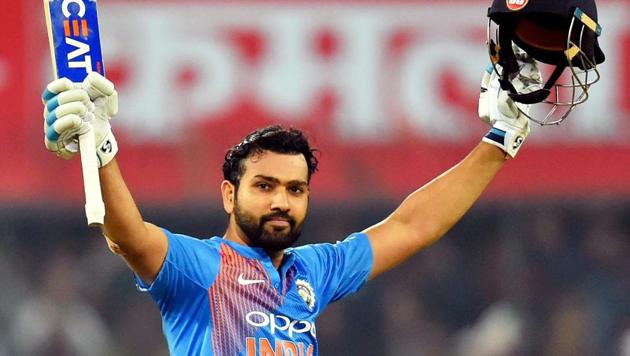 Rohit Sharma smashed a 35-ball hundred against Sri Lanka on Friday.(PTI)