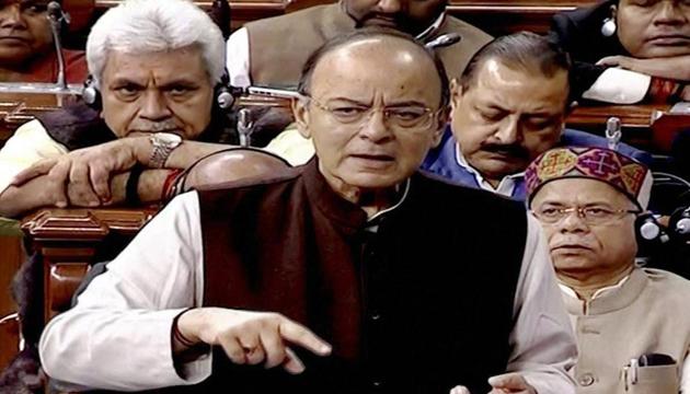 Finance minister Arun Jaitley speaks in the Lok Sabha during the winter session of Parliament. (PTI Photo/TV grab) Finance minister Arun Jaitley speaks in the Lok Sabha during the winter session of Parliament. (PTI Photo/TV grab)