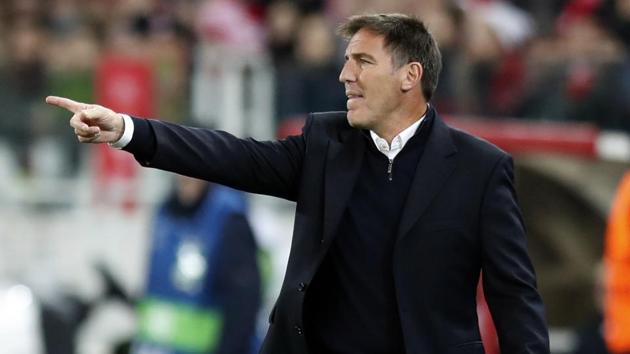 Eduardo Berizzo’s firing on Friday comes a week after he returned to Sevilla's bench after an absence to receive treatment for a prostate tumour. (AP) Eduardo Berizzo’s firing on Friday comes a week after he returned to Sevilla's bench after an absence to receive treatment for a prostate tumour. (AP)