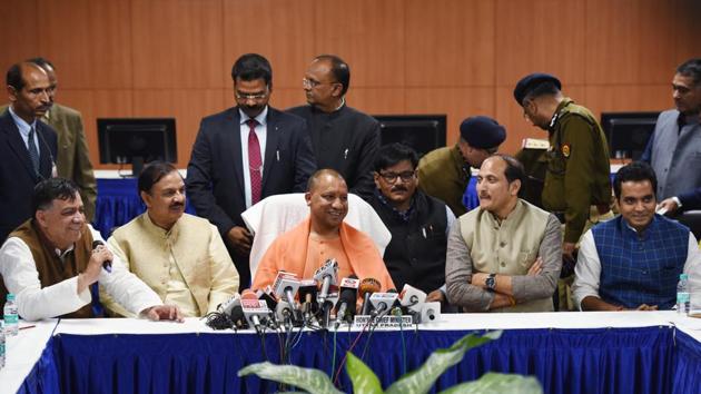 Yogi Adityanath will again visit Noida on December 25 to welcome Prime Minister Narendra Modi for inaugurating the Botanical Garden to Kalkaji Mandir Metro station. (Virendra Singh Gosain/HT PHOTO) Yogi Adityanath will again visit Noida on December 25 to welcome Prime Minister Narendra Modi for inaugurating the Botanical Garden to Kalkaji Mandir Metro station. (Virendra Singh Gosain/HT PHOTO)