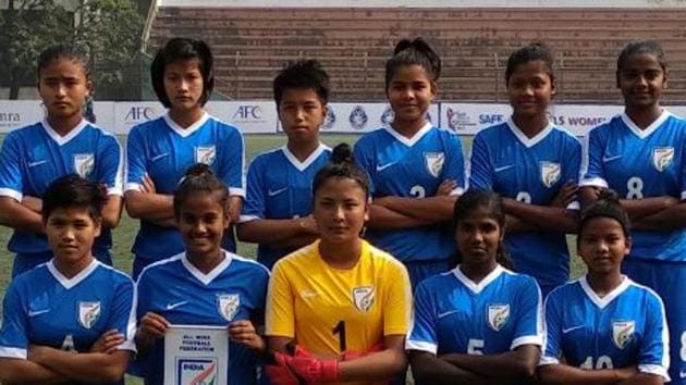 India’s Under-15 football side lost 0-1 in the final to Bangladesh of the SAFF Women’s Championship, with Shamsun Nahar scoring the goal for the hosts. (HT Photo) India’s Under-15 football side lost 0-1 in the final to Bangladesh of the SAFF Women’s Championship, with Shamsun Nahar scoring the goal for the hosts. (HT Photo)