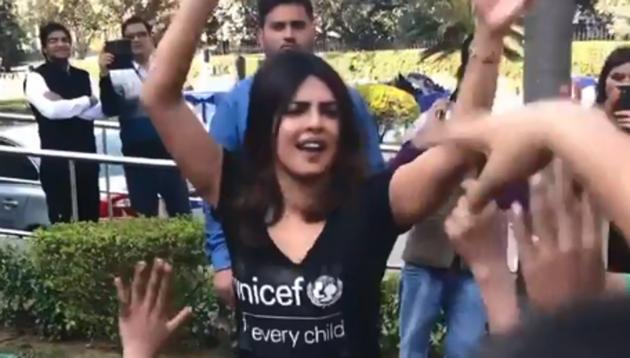 Priyanka Chopra danced with children at a Unicef event in Delhi on Saturday. Priyanka Chopra danced with children at a Unicef event in Delhi on Saturday.