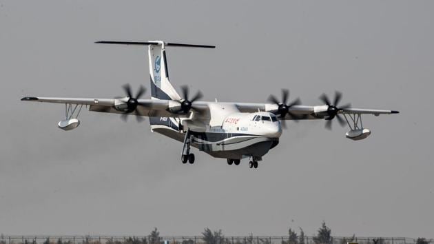 China's domestically developed AG600, the world's largest amphibious aircraft, is seen during its maiden flight in Zhuhai, Guangdong province, China, on December 24, 2017. (Reuters) China's domestically developed AG600, the world's largest amphibious aircraft, is seen during its maiden flight in Zhuhai, Guangdong province, China, on December 24, 2017. (Reuters)
