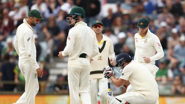 James Anderson was struck on the helmet by Pat Cummins during the third Ashes Test in Perth and has said England must play the bouncer well in the Boxing Day Test in Melbourne. (Getty Images) James Anderson was struck on the helmet by Pat Cummins during the third Ashes Test in Perth and has said England must play the bouncer well in the Boxing Day Test in Melbourne. (Getty Images)
