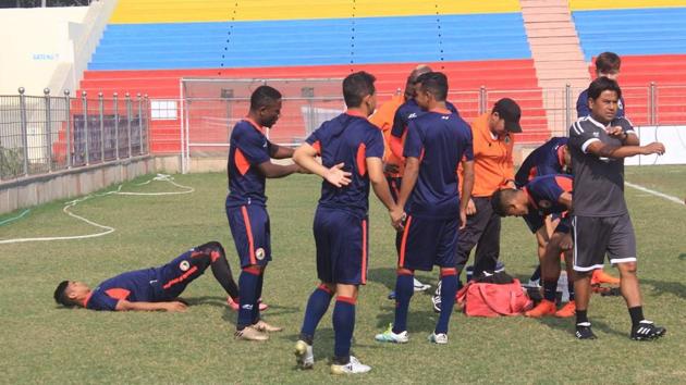 Indian Arrows host Shillong Lajong in an I-League game at the Ambedkar Stadium on Tuesday.(AIFF)