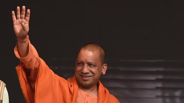 Uttar Pradesh chief minister Yogi Adityanath after the inauguration of the Botanical Garden-Kalkaji Mandir metro line, in Noida, on Monday. (Virendra Singh Gosain/HT Photo) Uttar Pradesh chief minister Yogi Adityanath after the inauguration of the Botanical Garden-Kalkaji Mandir metro line, in Noida, on Monday. (Virendra Singh Gosain/HT Photo)