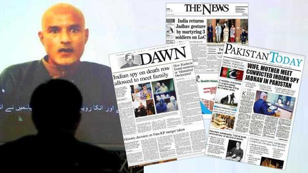 Former Indian navy officer Kulbhushan Sudhir Jadhav is seen on a screen during a news conference at the ministry of foreign affairs in Islamabad, Pakistan.(Reuters) Former Indian navy officer Kulbhushan Sudhir Jadhav is seen on a screen during a news conference at the ministry of foreign affairs in Islamabad, Pakistan.(Reuters)