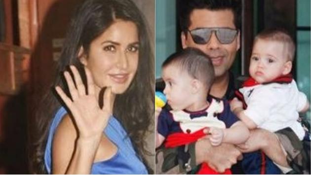 Katrina Kaif and Karan Johar with his twins Yash and Roohi at Arpita Khan’s Christmas bash. Katrina Kaif and Karan Johar with his twins Yash and Roohi at Arpita Khan’s Christmas bash.