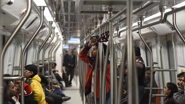 The 12.64-kilometre section of the Magenta Line offers connectivity from Botanical Garden Metro Station to Kalkaji Mandir Metro Station where Jamia Metro Station is one among total nine stations. (Burhaan Kinu/HT PHOTO) The 12.64-kilometre section of the Magenta Line offers connectivity from Botanical Garden Metro Station to Kalkaji Mandir Metro Station where Jamia Metro Station is one among total nine stations. (Burhaan Kinu/HT PHOTO)
