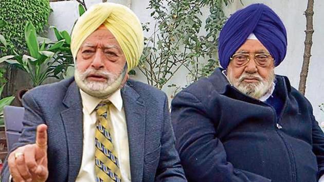 Former honorary secretary of Chief Khalsa Diwan Bhag Singh Ankhi (left) and former Akali MP Raj Mohinder Singh Majithia at a press conference in Amritsar on Tuesday. (Sameer Sehgal/HT) Former honorary secretary of Chief Khalsa Diwan Bhag Singh Ankhi (left) and former Akali MP Raj Mohinder Singh Majithia at a press conference in Amritsar on Tuesday. (Sameer Sehgal/HT)
