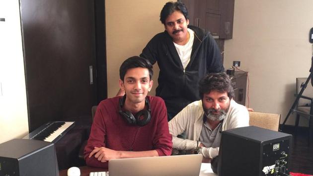 Pawan Kalyan records for the special song in Agnyaathavaasi with Anirudh Ravichander and director Trivikram . Pawan Kalyan records for the special song in Agnyaathavaasi with Anirudh Ravichander and director Trivikram .