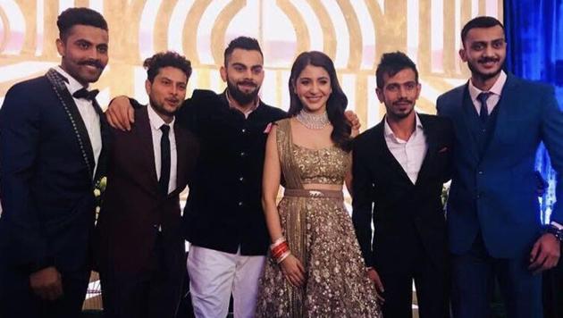 Some of India’s most famous sportspersons were in attendance at the wedding reception of Virat Kohli and Anushka Sharma in Mumbai on Tuesday. (Twitter / Akshar Patel)
