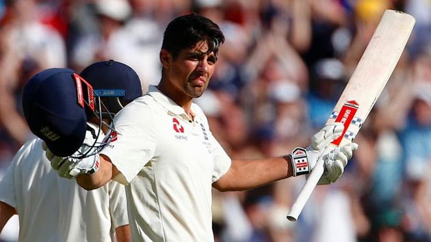 England's Alastair Cook reacts after scoring his century during the second day of the fourth Ashes Test against Australia at the Melbourne Cricket Ground on Wednesday.(Reuters)