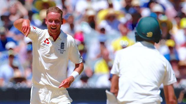 England's Stuart Broad celebrates dismissing Australia's Jackson Bird LBW during the second day of the fourth Ashes Test match at Melbourne. (REUTERS) England's Stuart Broad celebrates dismissing Australia's Jackson Bird LBW during the second day of the fourth Ashes Test match at Melbourne. (REUTERS)