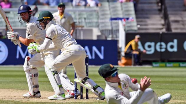 Cook completed his fifty soon after Root’s arrival at the crease, and at 66, was dropped by Australia captain Steve Smith. (AFP)